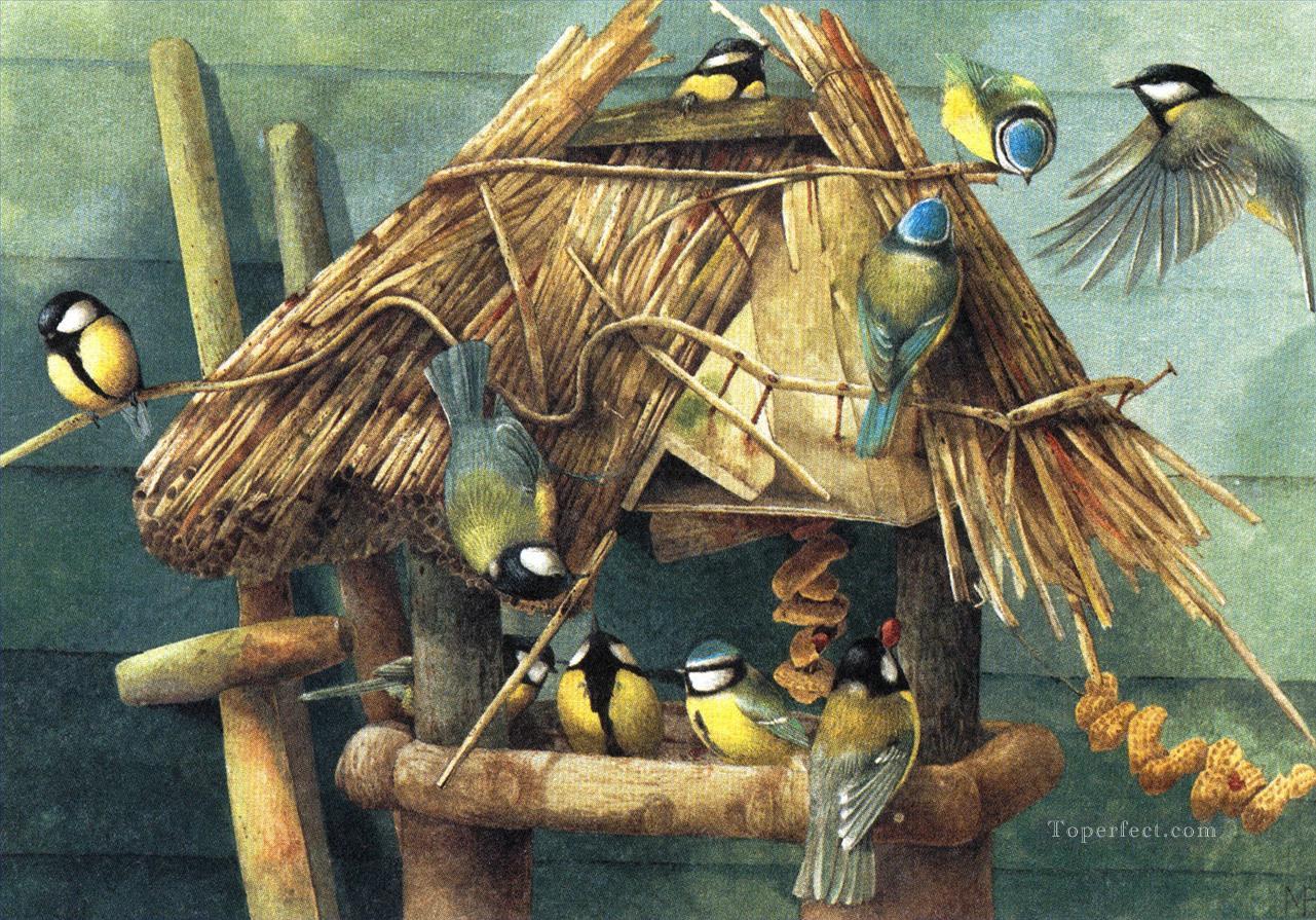 トムティッツの鳥の家油絵